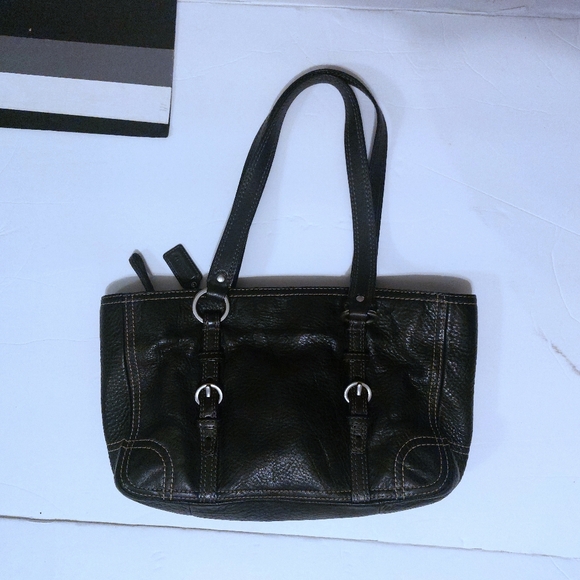 Coach Vintage Black Satchel Pebbled Leather Handbag - Picture 5 of 11